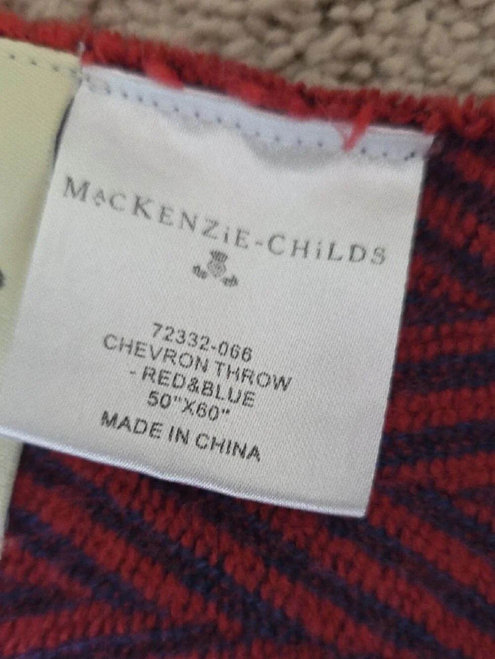 MacKenzie-Childs Red And Blue Chevron Throw 50x60